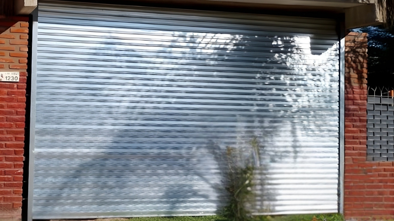 Cortina metálica de un comercio moderno y seguro